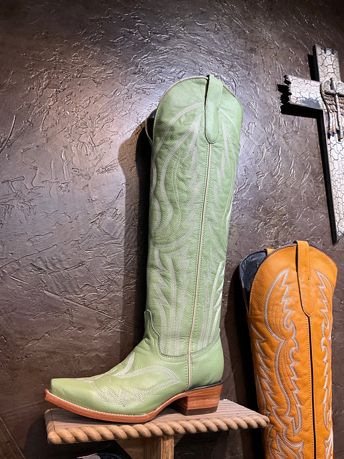 Green wide calf boot