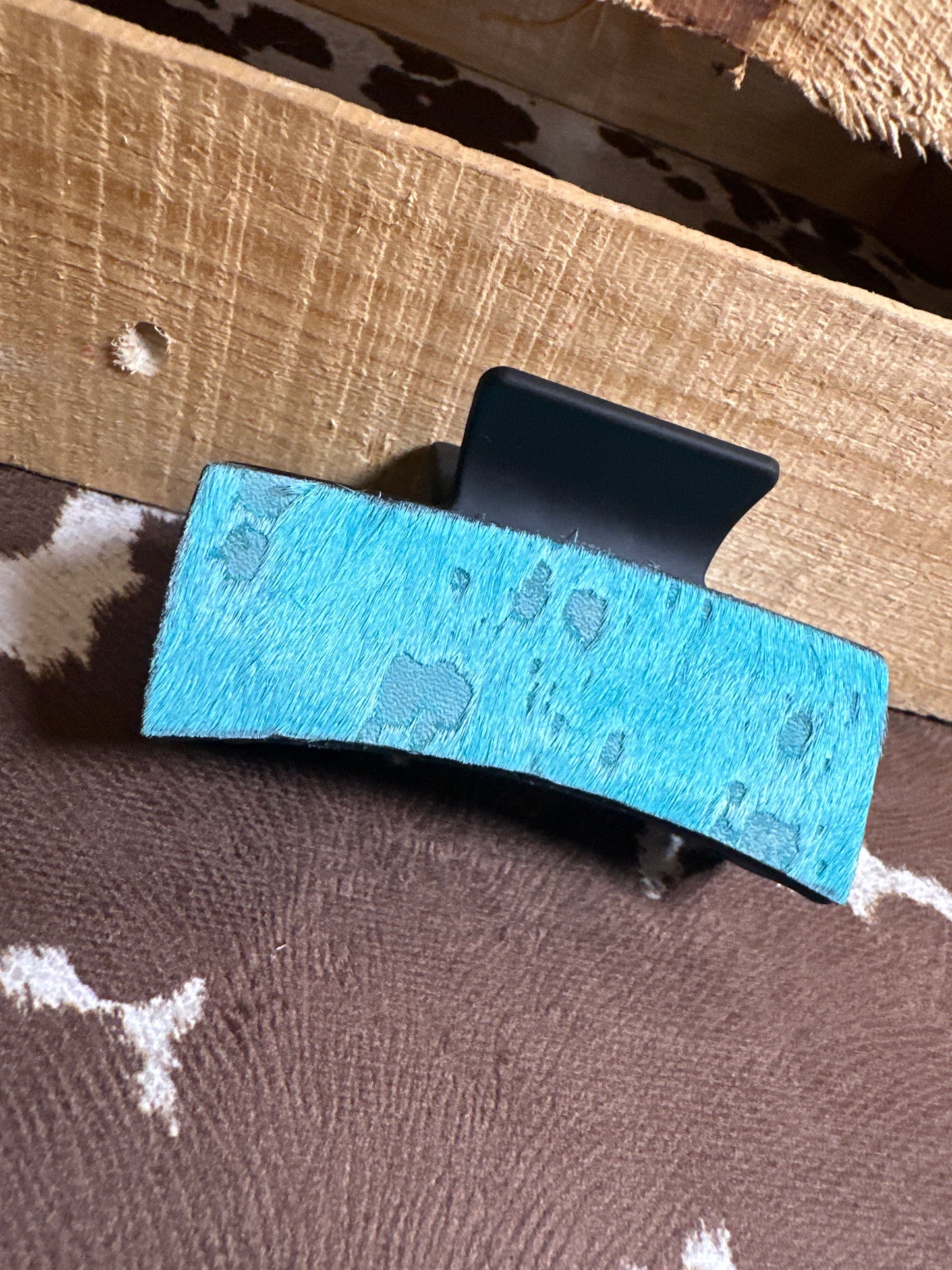 Turquoise cow hair