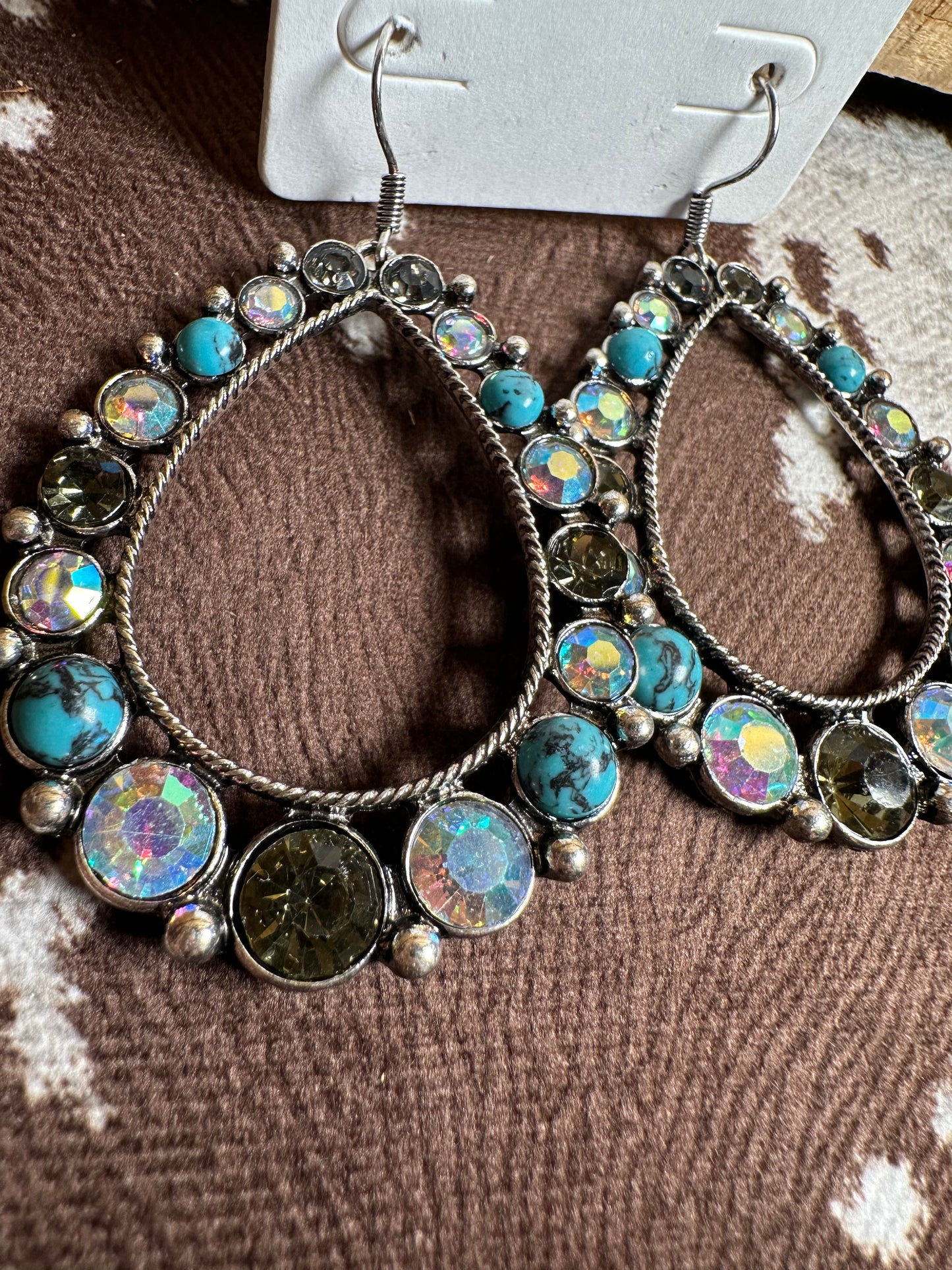 Rhinestone turquoise teardrop