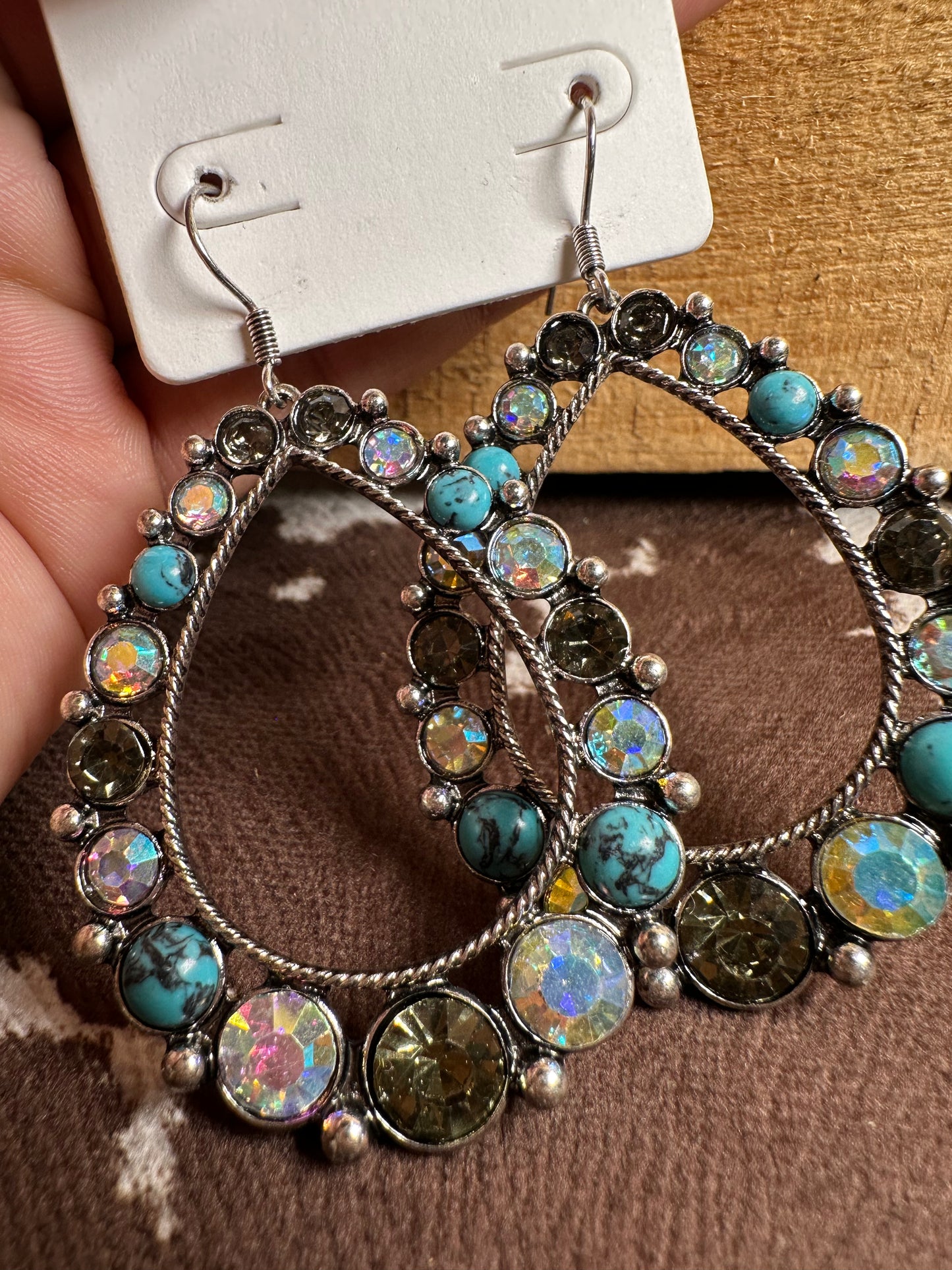 Rhinestone turquoise teardrop