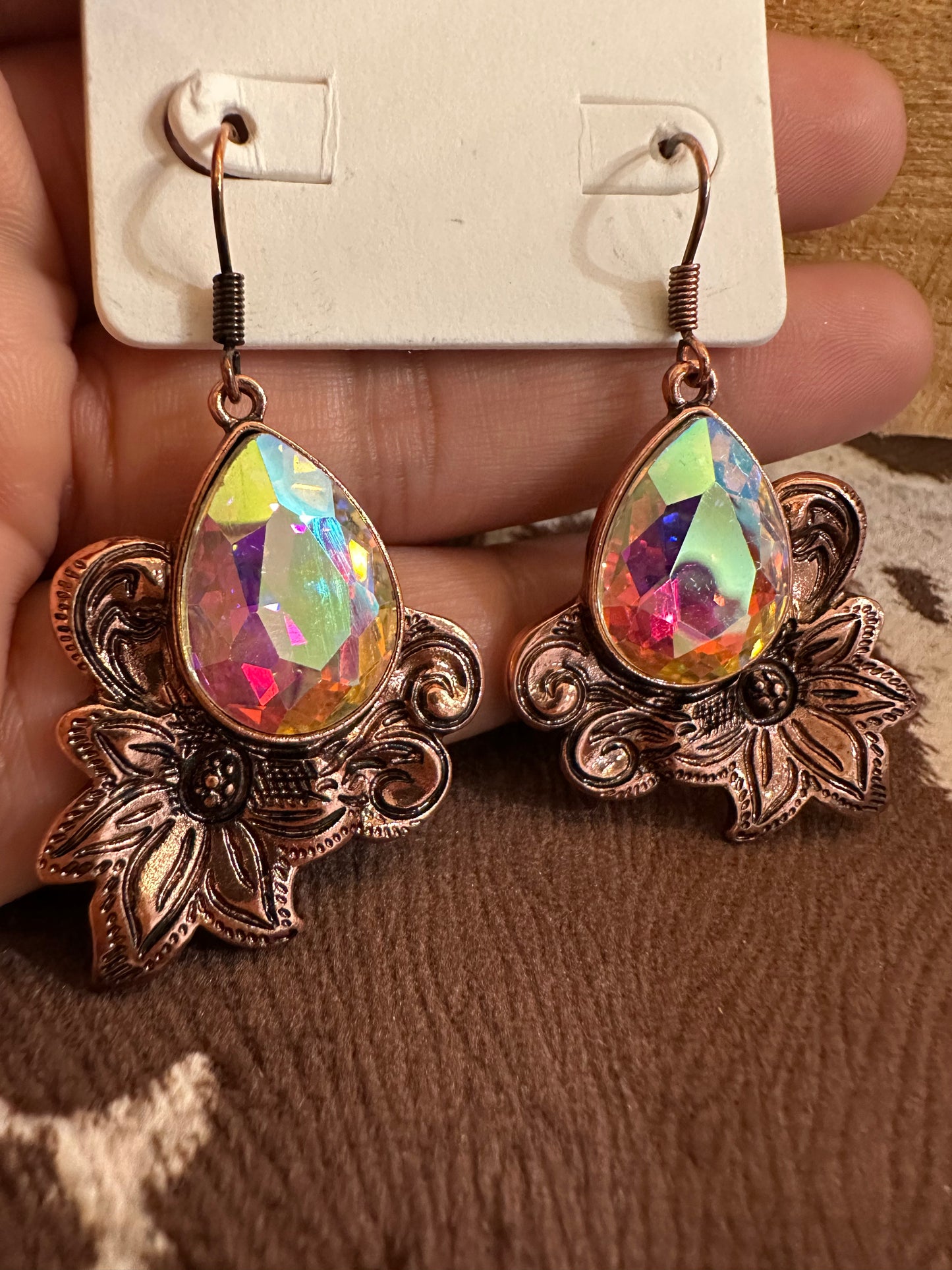 Copper tooled flower