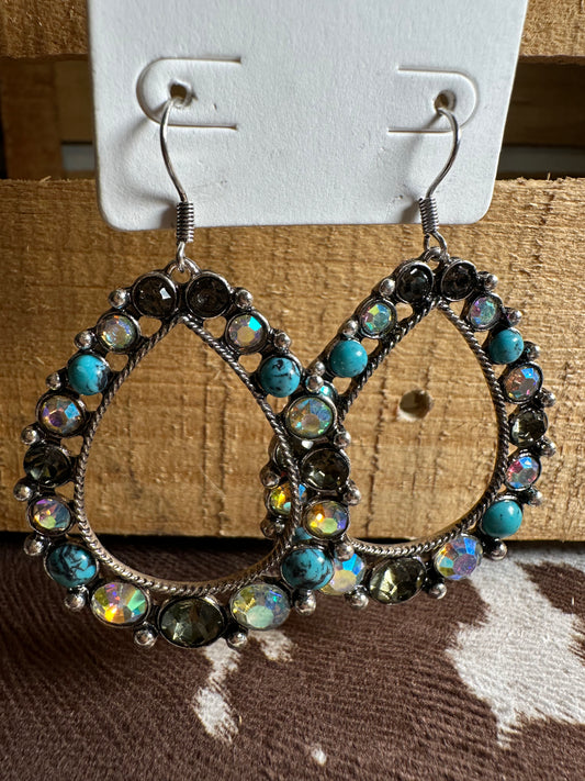 Rhinestone turquoise teardrop
